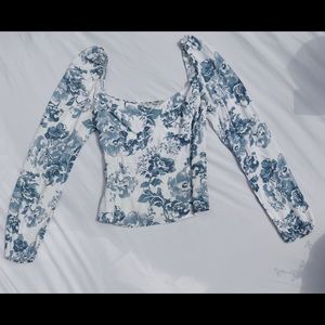 Reformation floral long sleeve blouse